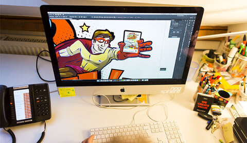 Dessins personnages Action nationale Delhaize