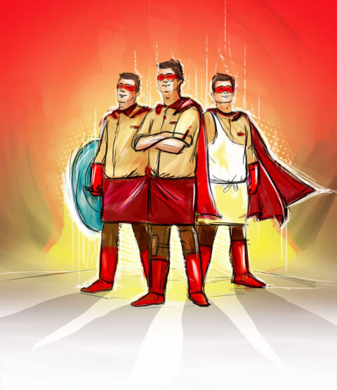Dessins personnages Action nationale Delhaize