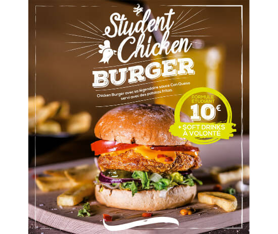 Produit final, affiche Student chicken Burger Chi-Chi's